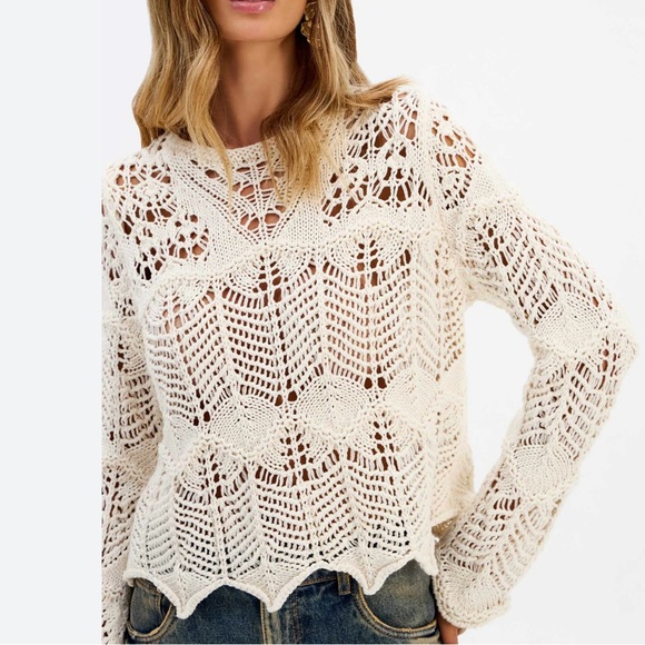 🇨🇦 ZARA Crochet Knit Sweater – Boho Open Knit - Picture 1 of 8